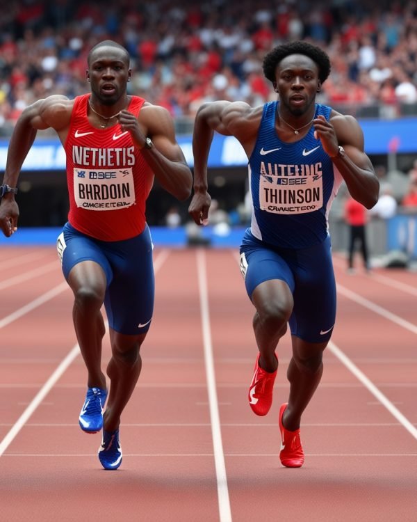 Leonardo_Phoenix_Two_Black_male_athletes_sprinting_on_a_profes_3